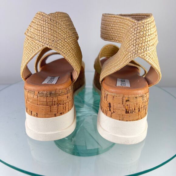 Steve Madden Bandi platform Sandals Cork ankle strap boho wedge - Picture 6 of 9